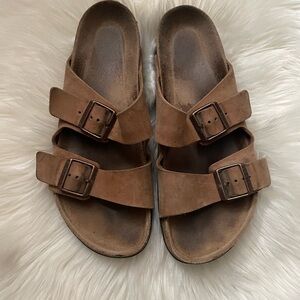 Birkenstock Brown Suede Arizona Two-Strap Sandals